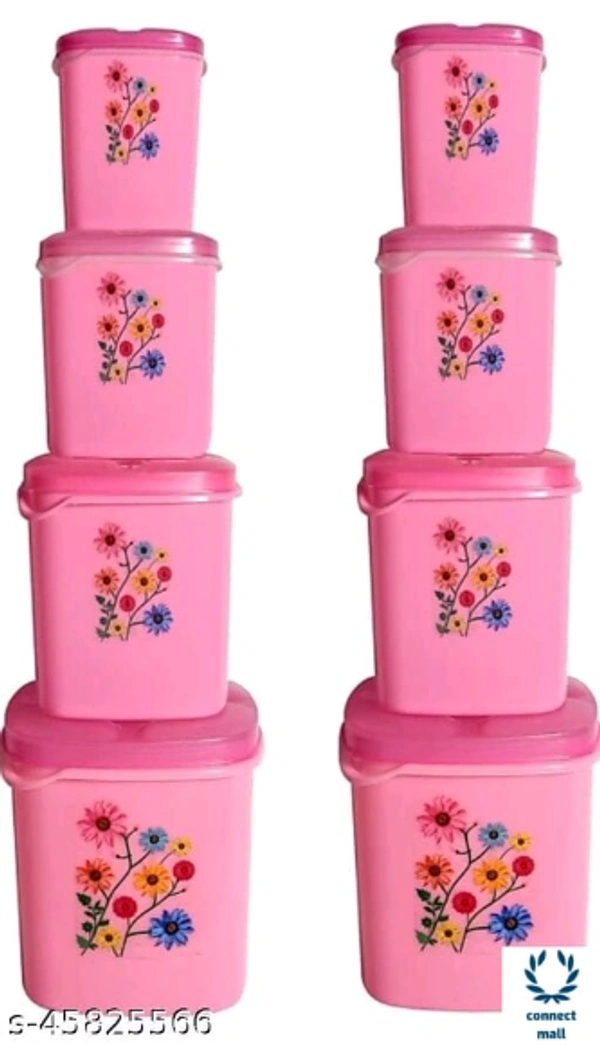 Essential Plastic Jars & Containers - L X H X W :11 X 8 X 5.5, Pink, Plastic, Other Airtight, 8 Piece of 1 Pack